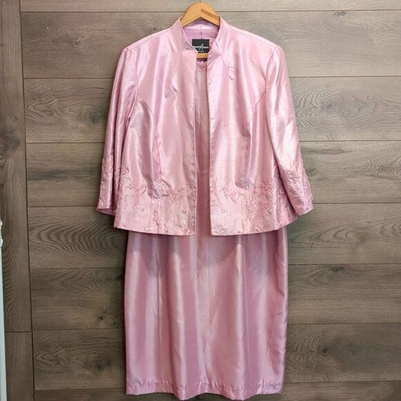 Positive Attitude Rose Pink Dress And Jacket Set Womens Plus Size 16W - Picture 1 of 12